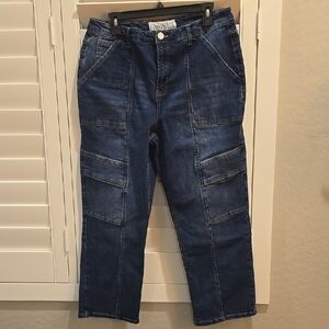 Indigo Rein Blue Denim Cargo Pants